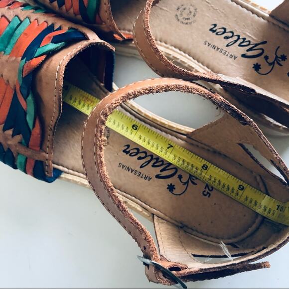 Galcer Mexican Women's 8 Leather Huarache Boho Platform Sandal Tan - Picture 11 of 12